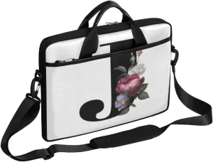 Floral H Letter Laptop Shoulder Messenger Bag Waterproof Laptop Briefcase with Handle and Padded Strap Case Sleeve