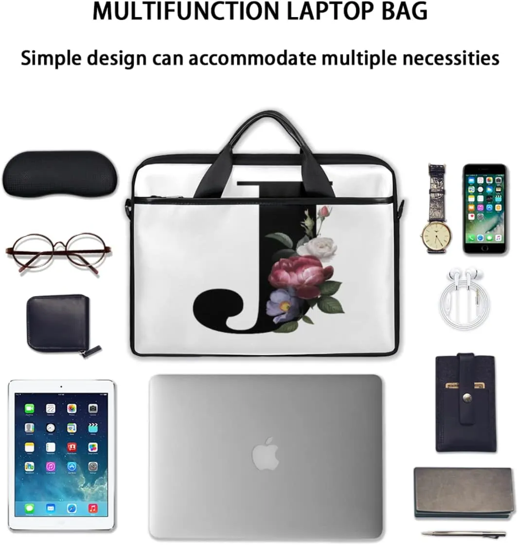 Floral H Letter Laptop Shoulder Messenger Bag Waterproof Laptop Briefcase with Handle and Padded Strap Case Sleeve