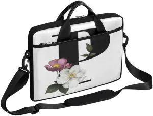 Floral N Letter Laptop Shoulder Messenger Bag Waterproof Laptop Briefcase with Handle and Padded Strap Case Sleeve