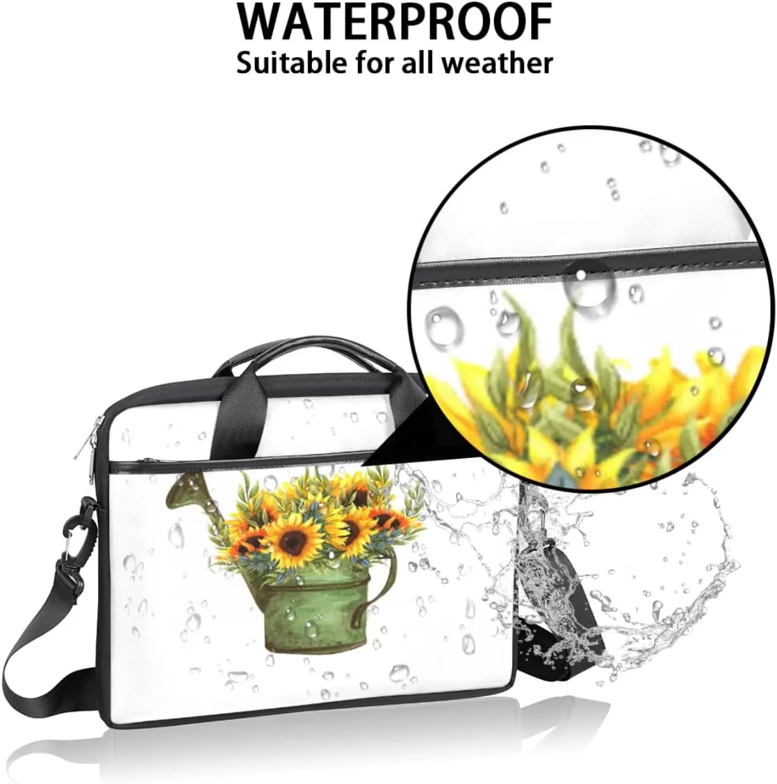 Flower Branch Painting Laptop Shoulder Messenger Bag Waterproof Laptop Briefcase with Handle and Padded Strap Case Sleeve