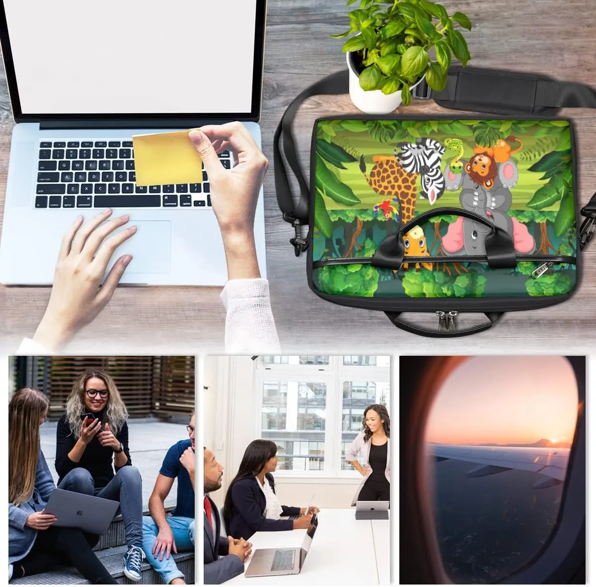 Football Ball Print Laptop Shoulder Messenger Bag Waterproof Laptop Briefcase with Handle and Padded Strap Case Sleeve