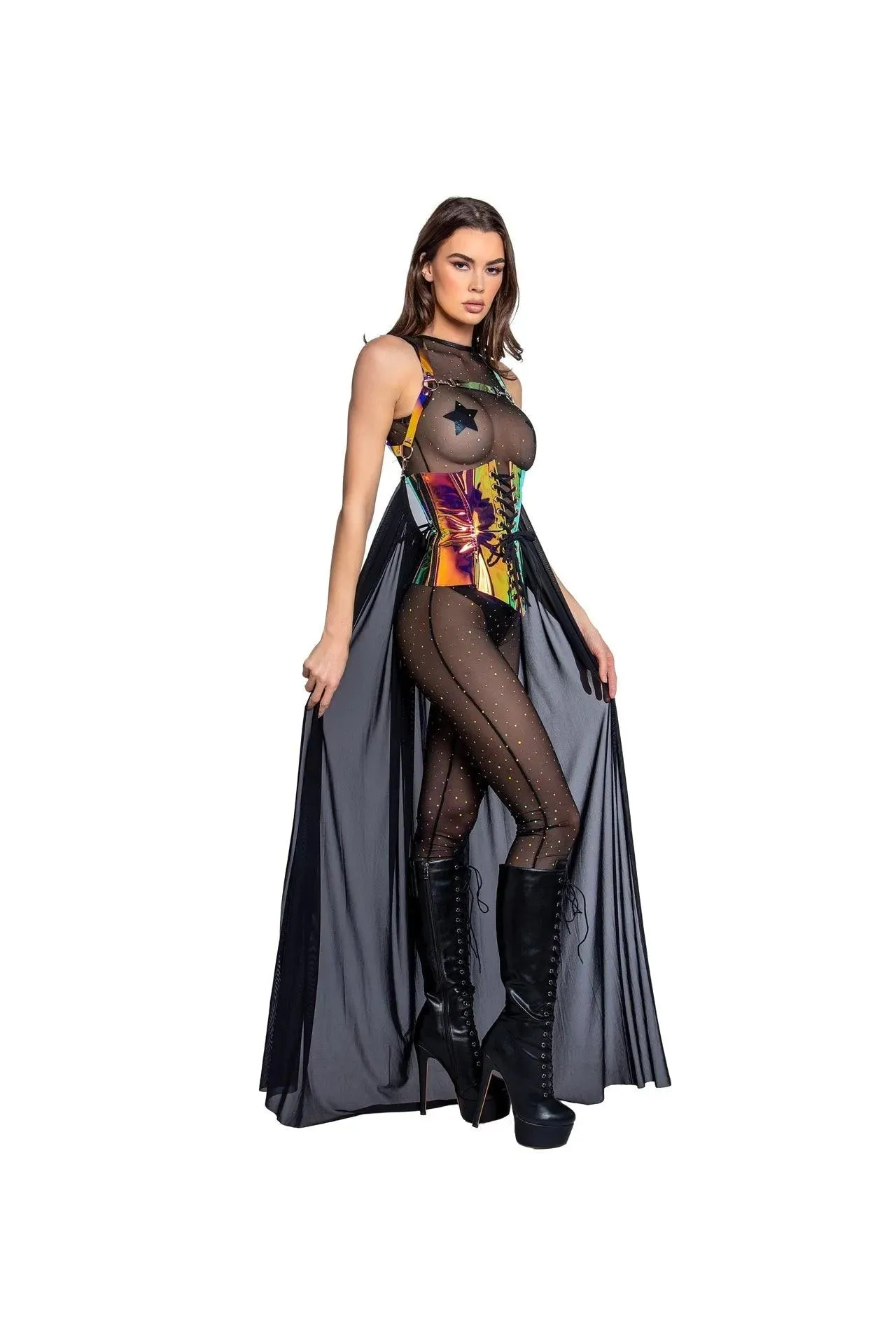 FR147 - Holographic Dot Mesh Catsuit