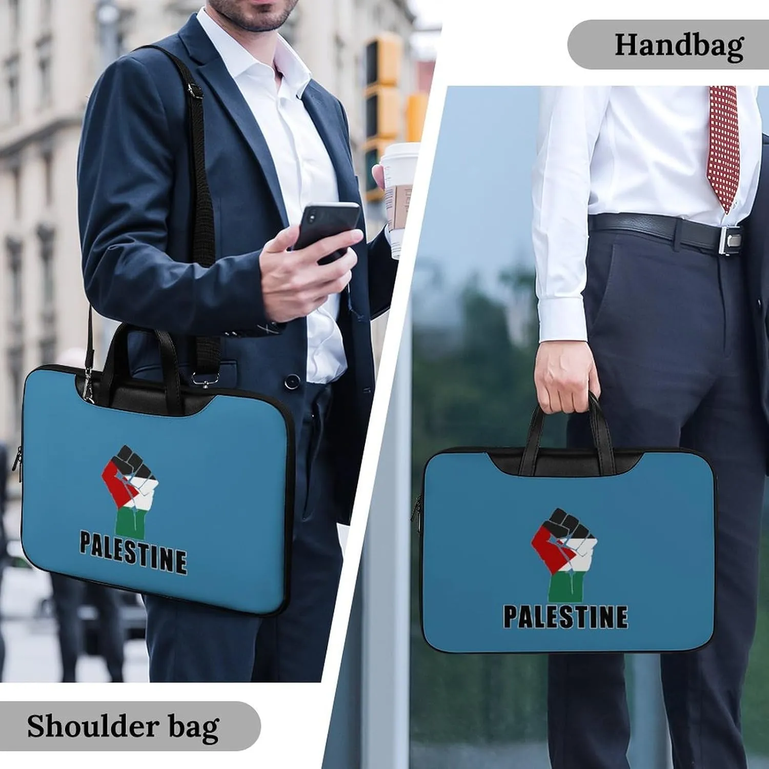 Free Palestine Palestinian Flag Leather Bag Laptop Case Slim Water Resistant Computer Bags with Handle Briefcase for Work