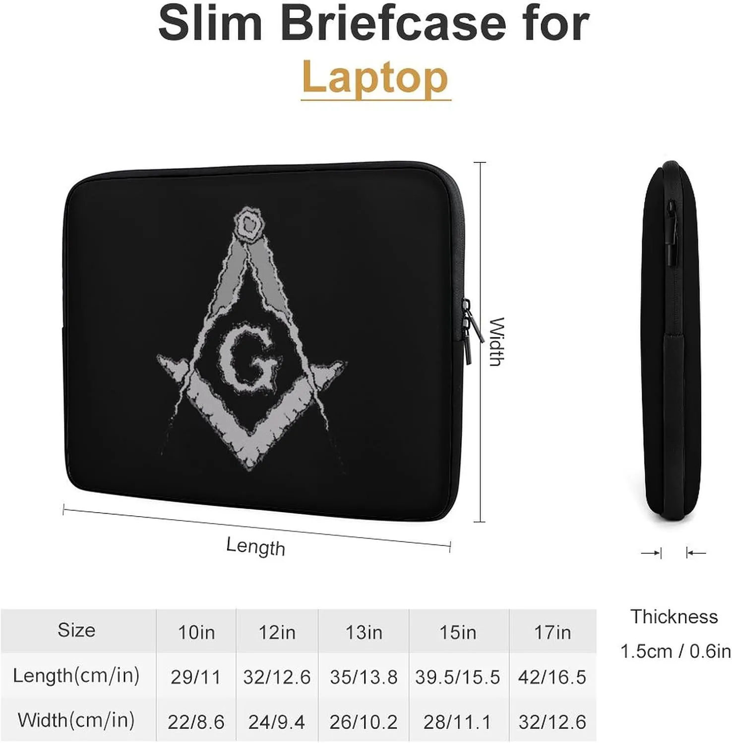Freemason Sign Personalized Laptop Bag Business Casual Laptop Cases Slim Computer Bag Briefcase