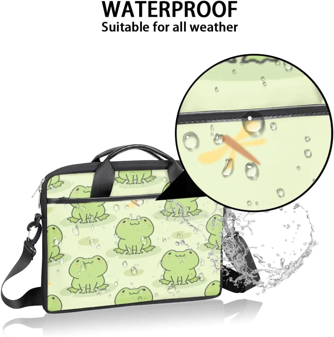 French Bulldog Laptop Shoulder Messenger Bag Waterproof Laptop Briefcase with Handle and Padded Strap Case Sleeve