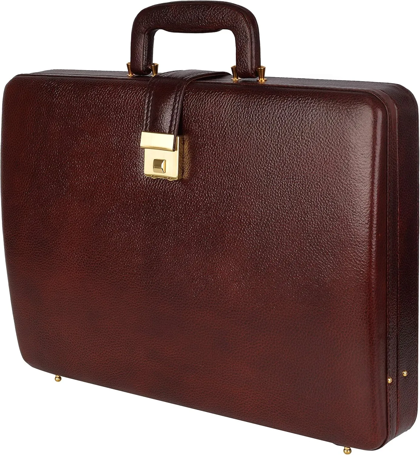 Full Grain Leather Briefcase Attache Case For Unisex Size L17xW3xH12 Inches Briefcase Bag (Brown)