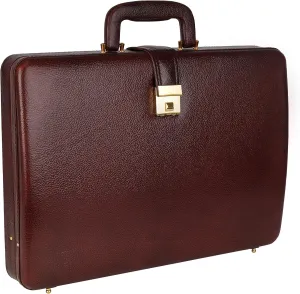 Full Grain Leather Briefcase Attache Case For Unisex Size L17xW3xH12 Inches Briefcase Bag (Brown)
