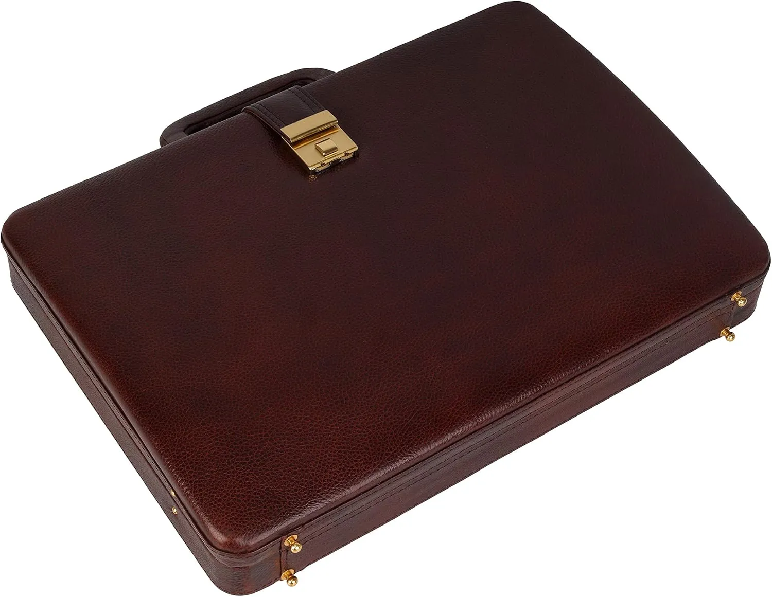 Full Grain Leather Briefcase Attache Case For Unisex Size L17xW3xH12 Inches Briefcase Bag (Brown)
