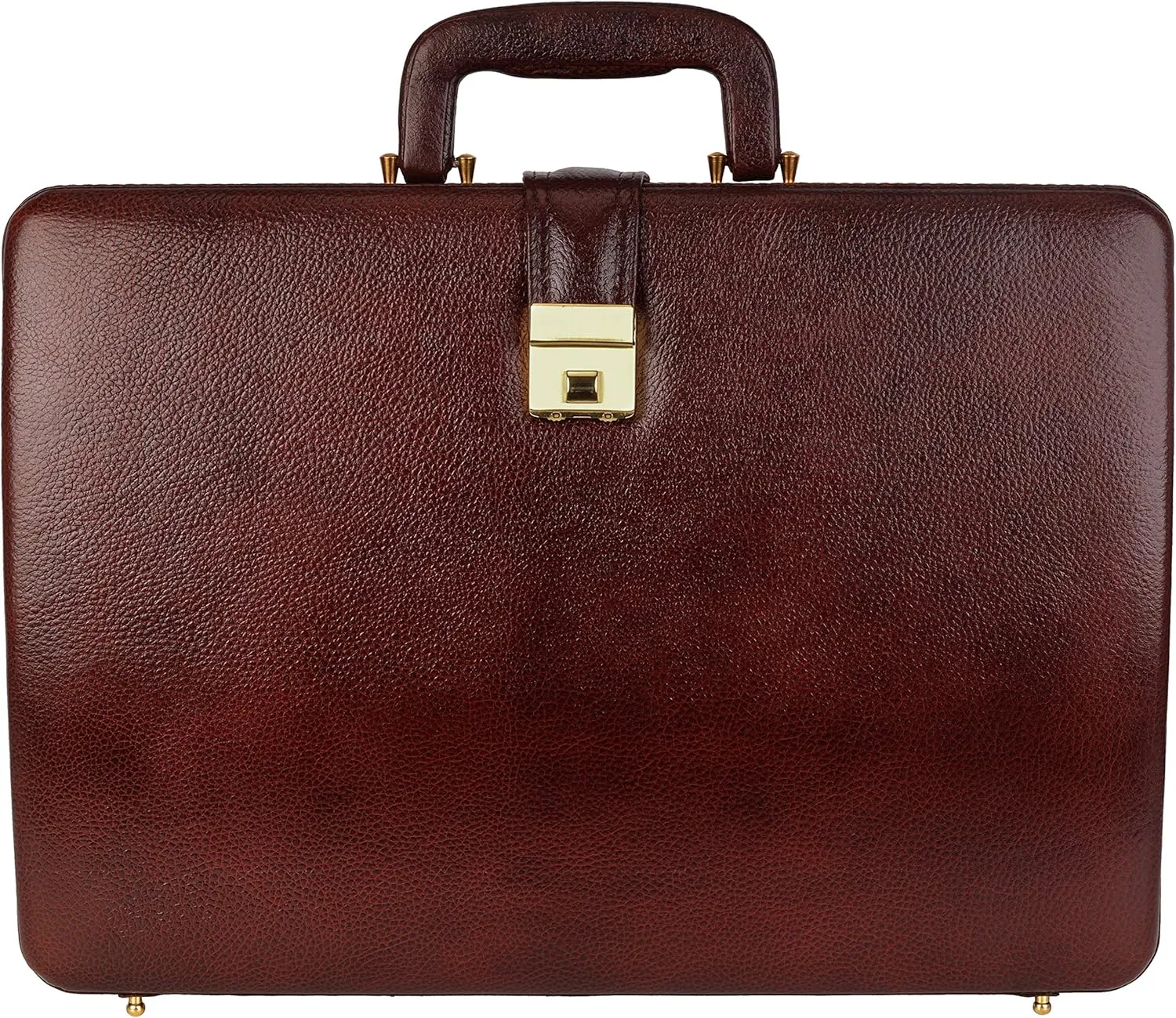 Full Grain Leather Briefcase Attache Case For Unisex Size L17xW3xH12 Inches Briefcase Bag (Brown)