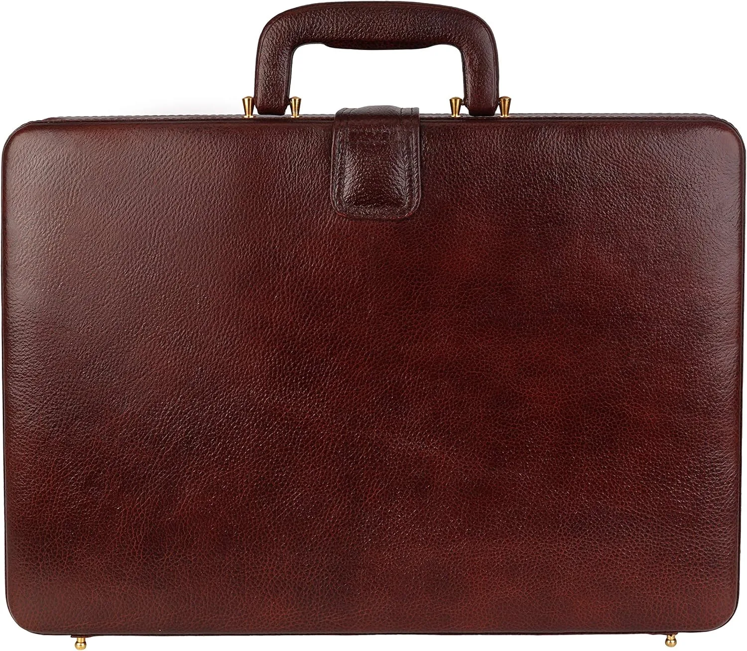 Full Grain Leather Briefcase Attache Case For Unisex Size L17xW3xH12 Inches Briefcase Bag (Brown)
