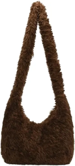 Fuzzy Tote Bags for Women Slouchy Hobo Bags for Women Faux Fur Shoulder Bag Trendy Purse Satchel Handbag Crossbody Bag