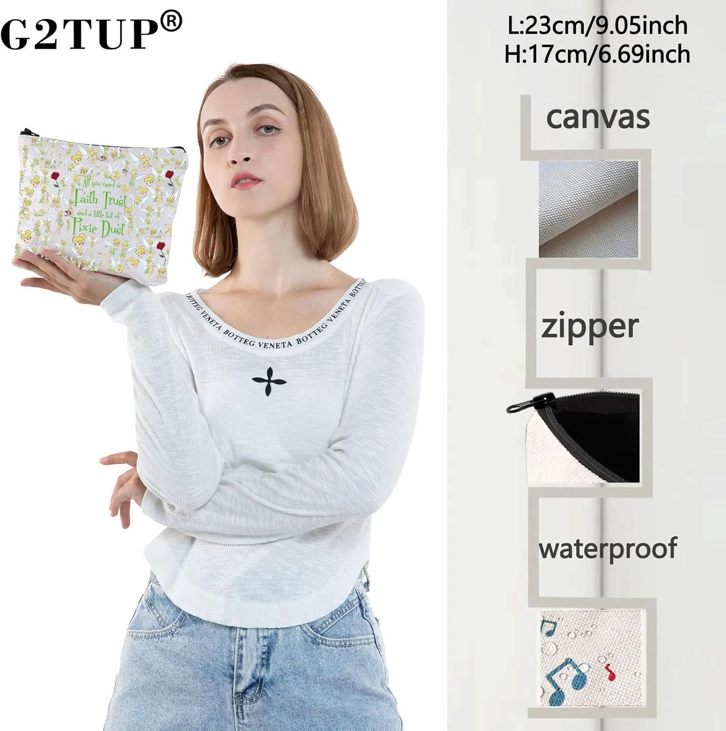 G2TUP Movie Inspired Pouch Faith Trust And Pixie Dust Fairy Travel Makeup Bag for Fans (Pixie Dust New)