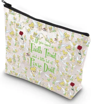 G2TUP Movie Inspired Pouch Faith Trust And Pixie Dust Fairy Travel Makeup Bag for Fans (Pixie Dust New)