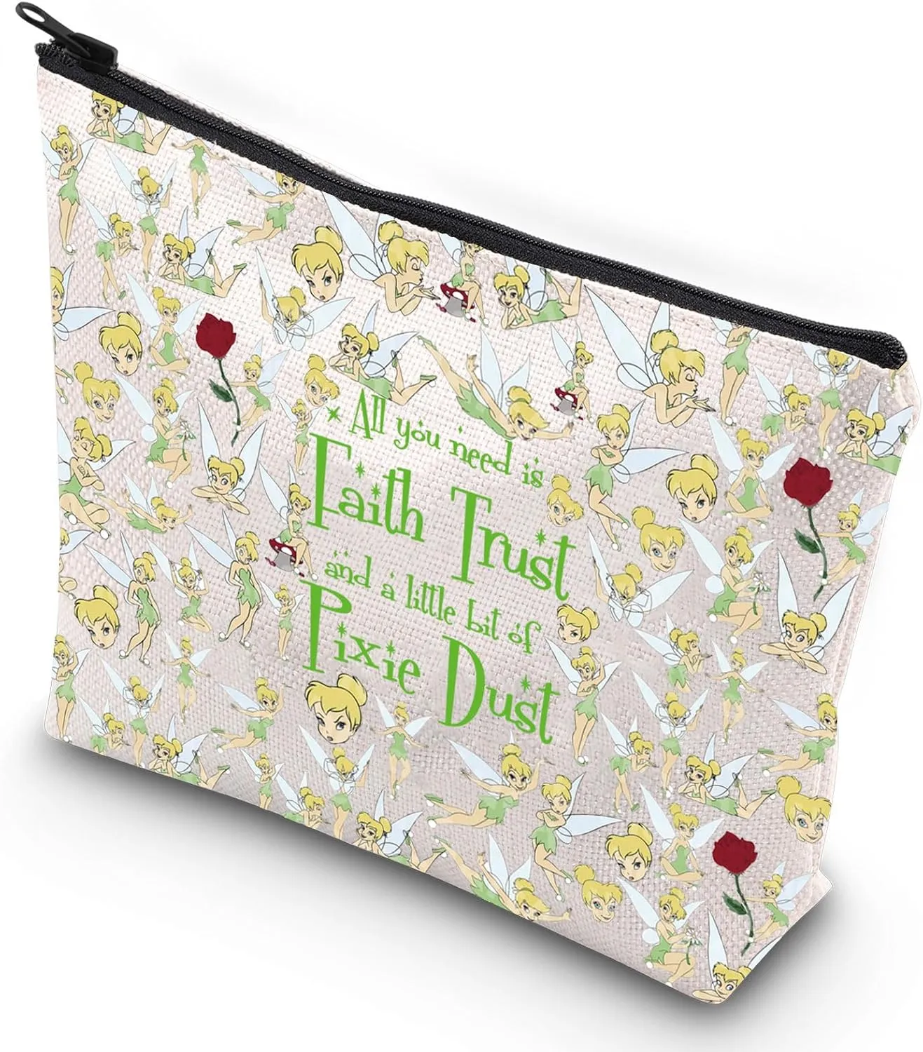 G2TUP Movie Inspired Pouch Faith Trust And Pixie Dust Fairy Travel Makeup Bag for Fans (Pixie Dust New)