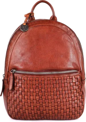 Genuine Leather Backpack for Men, Casual Backpack for Women Office Bag with Adjustable Shoulder Strap (VL-054-COGNAC)