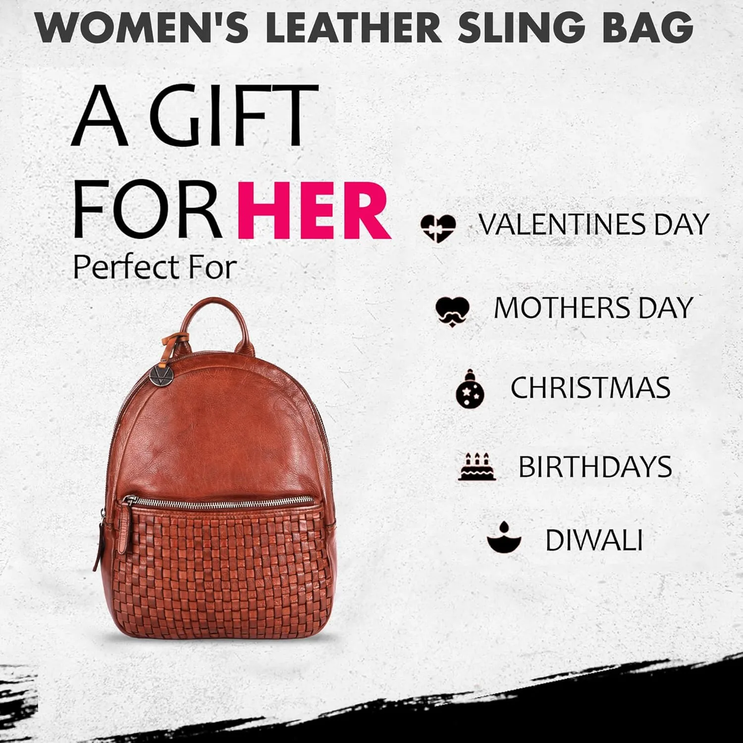 Genuine Leather Backpack for Men, Casual Backpack for Women Office Bag with Adjustable Shoulder Strap (VL-054-COGNAC)