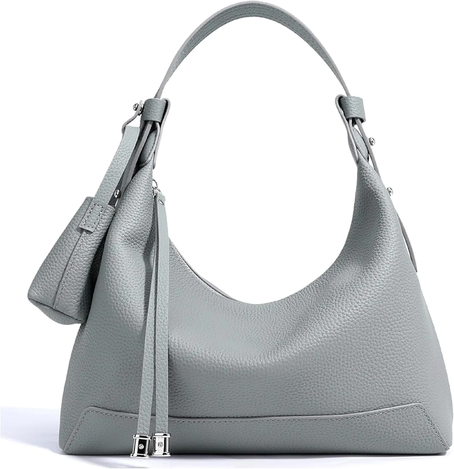 Genuine Leather Shoulder Bags for Women, Cute Hobo Purse with Mini Pouch Two Removable Straps Work Travel