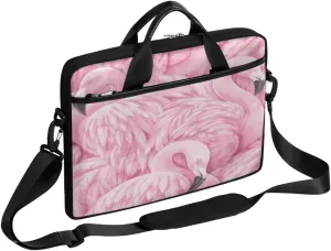 Geometric Flamingo Laptop Shoulder Messenger Bag Waterproof Laptop Briefcase with Handle and Padded Strap Case Sleeve