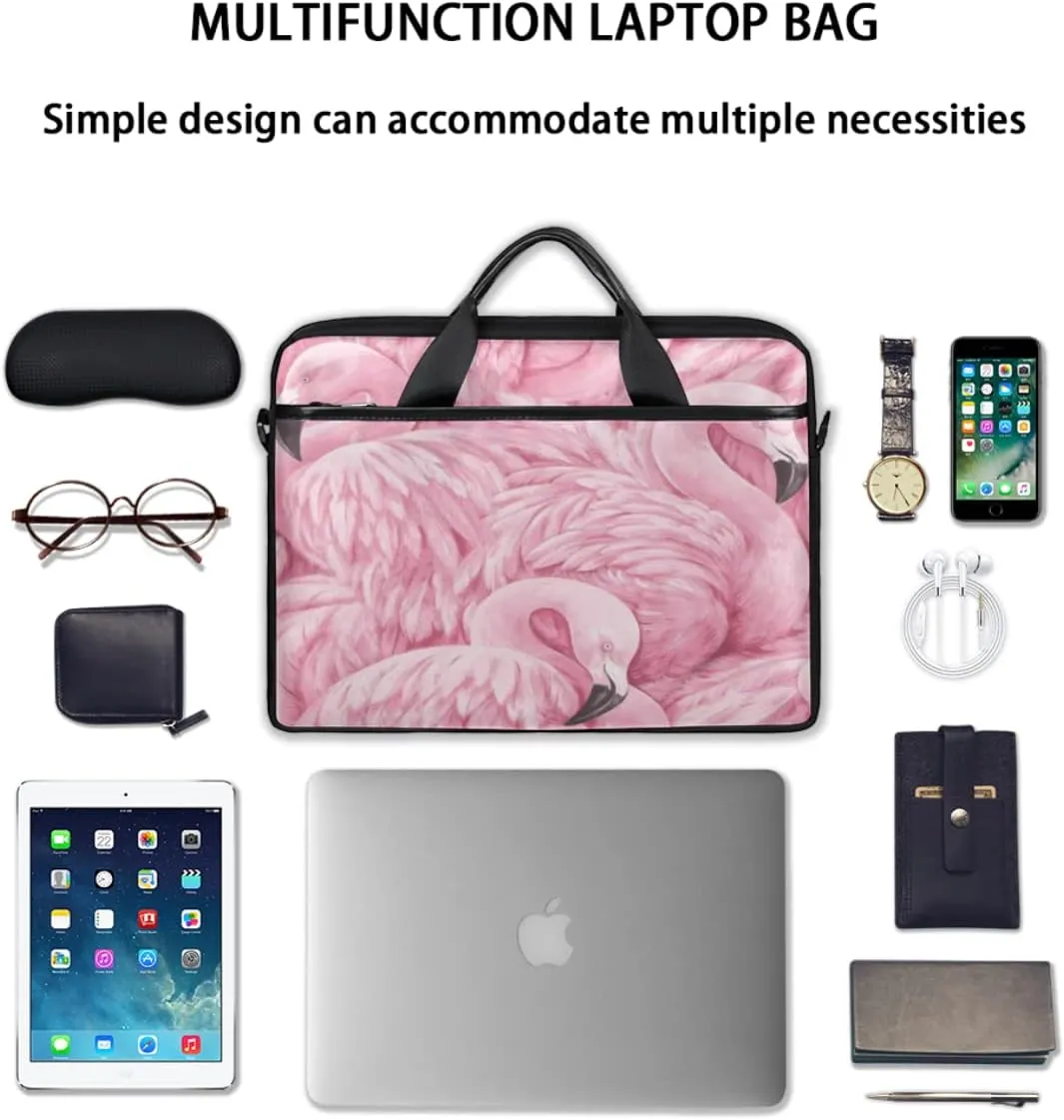 Geometric Flamingo Laptop Shoulder Messenger Bag Waterproof Laptop Briefcase with Handle and Padded Strap Case Sleeve