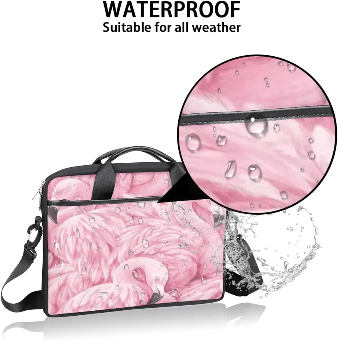 Geometric Flamingo Laptop Shoulder Messenger Bag Waterproof Laptop Briefcase with Handle and Padded Strap Case Sleeve