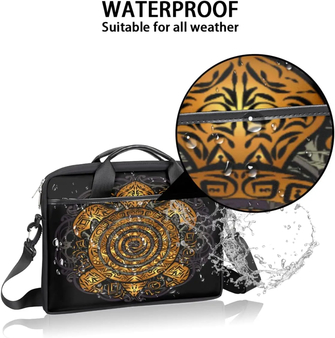 Geometrical Kaleidoscope Pattern Laptop Shoulder Messenger Bag Waterproof Laptop Briefcase Handle Padded Strap