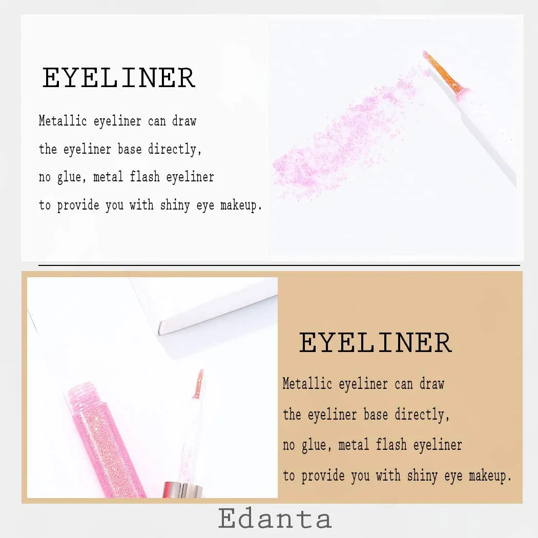 Glitter Liquid Eyeliner Shimmer Eye Liner Metallic Cosplay Eyeshadow Cosmetics for Women and Girls Pack of 1 (B-Pink)