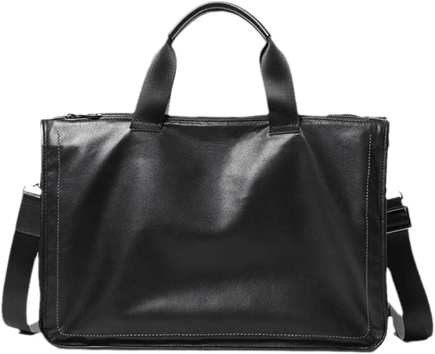 Haitpant Men Large Briefcase Genuine Leather Shoulder Laptop Bag 15'' Big Handbag Multi-Layer Travel Briefcases Bag