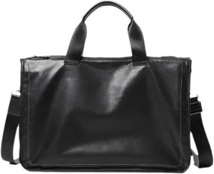 Haitpant Men Large Briefcase Genuine Leather Shoulder Laptop Bag 15'' Big Handbag Multi-Layer Travel Briefcases Bag