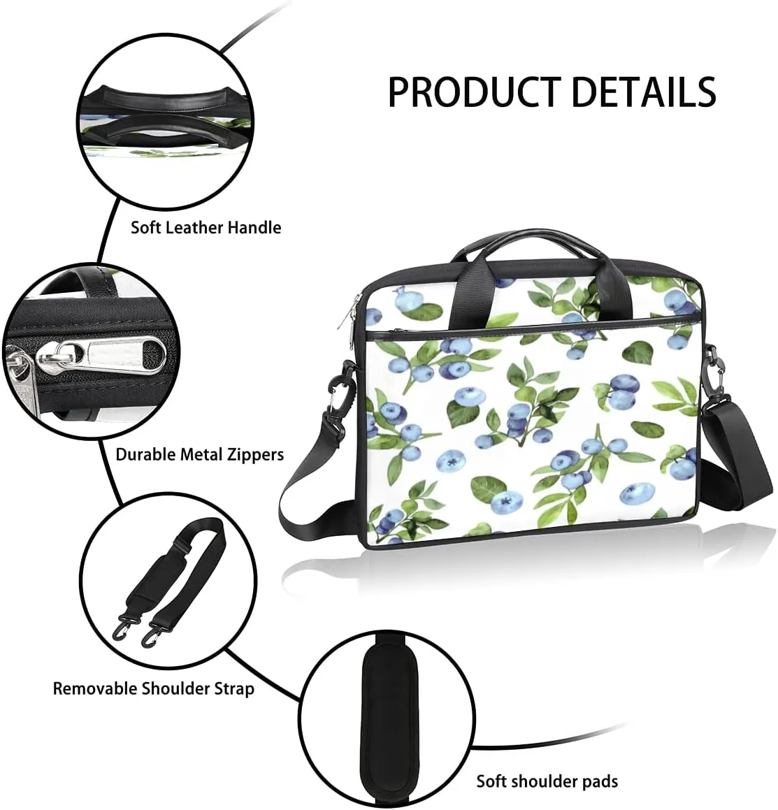 Hand Painted Octopus Laptop Shoulder Messenger Bag Waterproof Laptop Briefcase Handle Padded Strap