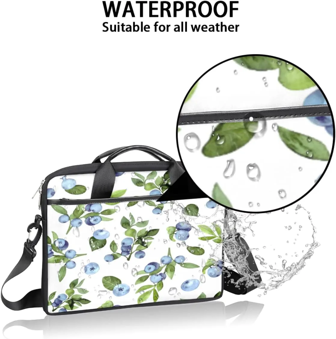 Hand Painted Octopus Laptop Shoulder Messenger Bag Waterproof Laptop Briefcase Handle Padded Strap