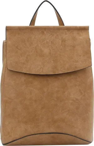 Handbag Republic Women PU Leather School Backpack Purse Convertible Shoulder Bag (Taupe)