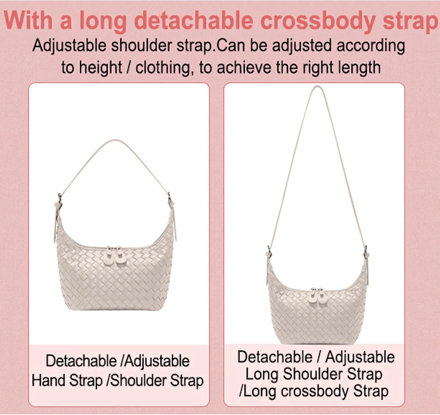 Handbag Shoulder Bags for Women Crossbody Tote Bags Woven Purse Clutch Women's Hobo Crescent Top-handle Adjustable