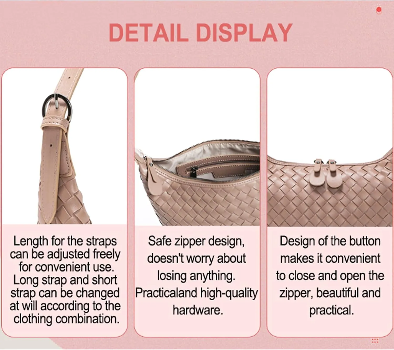Handbag Shoulder Bags for Women Crossbody Tote Bags Woven Purse Clutch Women's Hobo Crescent Top-handle Adjustable