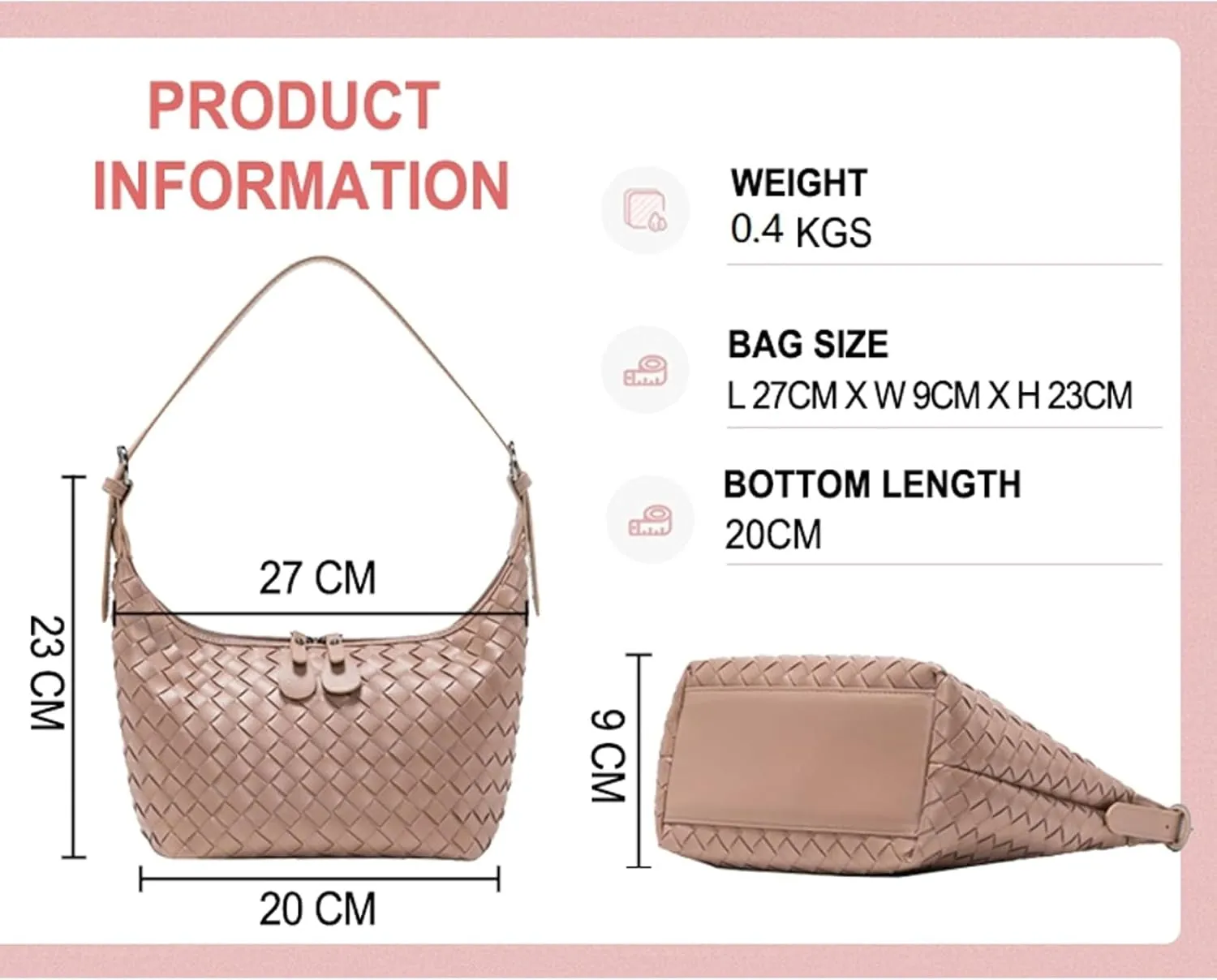 Handbag Shoulder Bags for Women Crossbody Tote Bags Woven Purse Clutch Women's Hobo Crescent Top-handle Adjustable