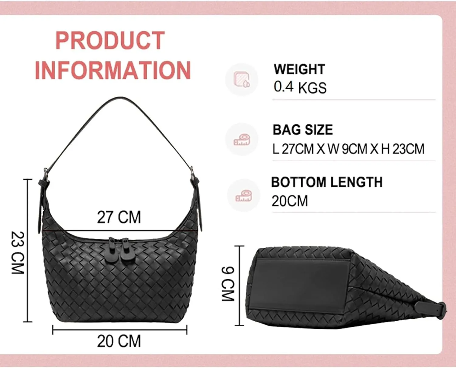 Handbag Shoulder Bags for Women Crossbody Tote Bags Woven Purse Clutch Women's Hobo Crescent Top-handle Adjustable