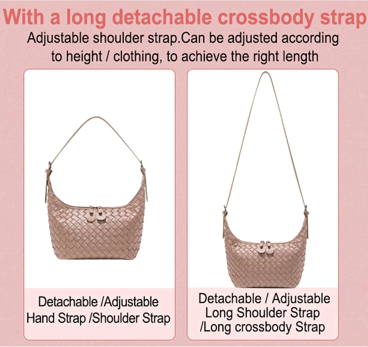 Handbag Shoulder Bags for Women Crossbody Tote Bags Woven Purse Clutch Women's Hobo Crescent Top-handle Adjustable