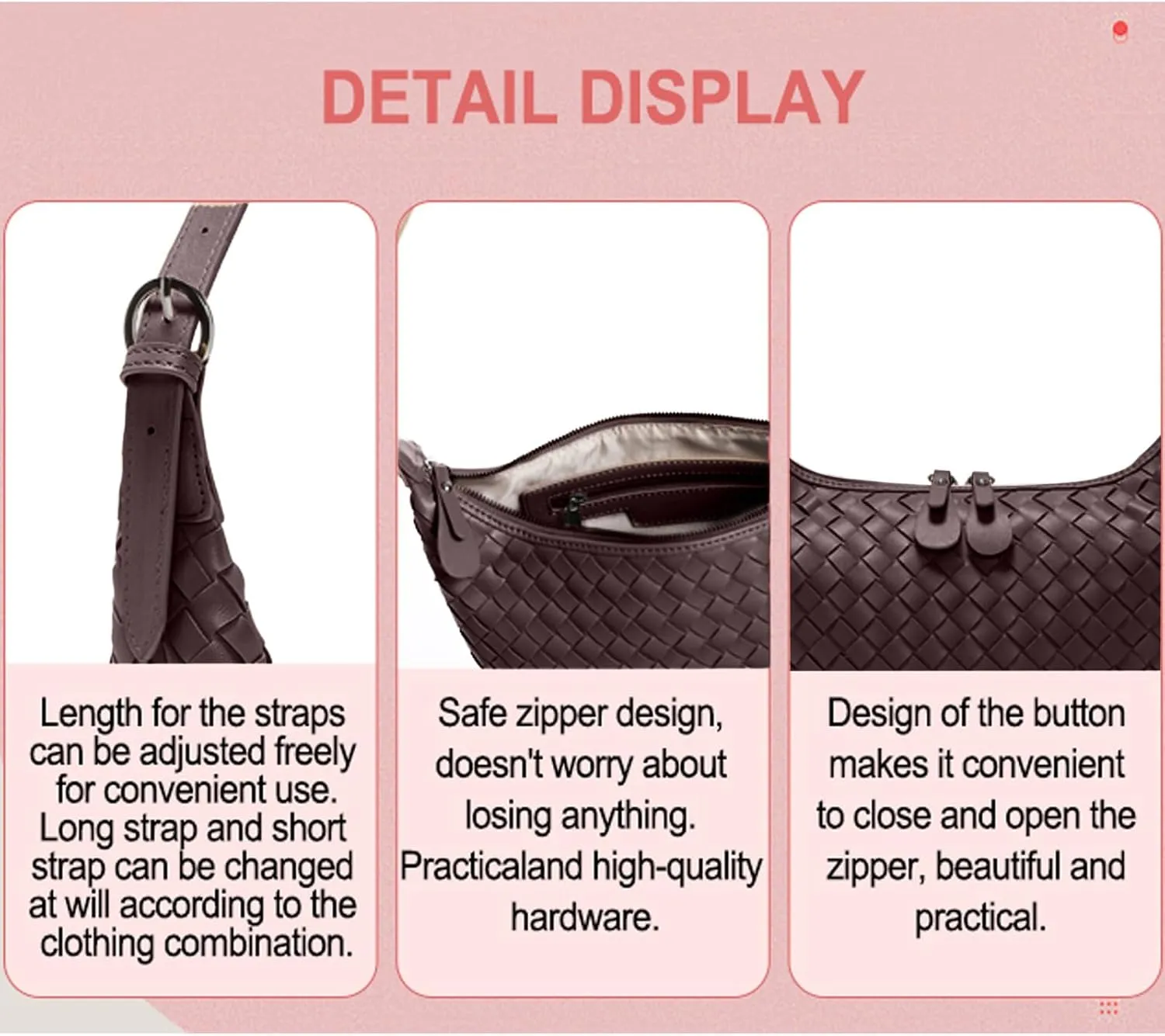 Handbag Shoulder Bags for Women Crossbody Tote Bags Woven Purse Clutch Women's Hobo Crescent Top-handle Adjustable