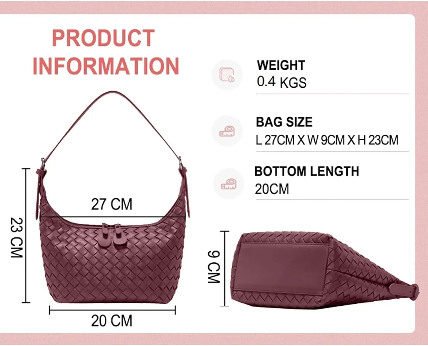 Handbag Shoulder Bags for Women Crossbody Tote Bags Woven Purse Clutch Women's Hobo Crescent Top-handle Adjustable