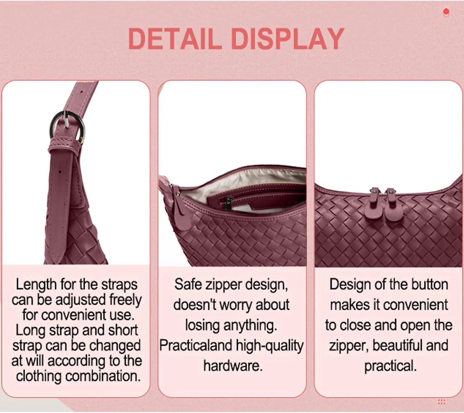 Handbag Shoulder Bags for Women Crossbody Tote Bags Woven Purse Clutch Women's Hobo Crescent Top-handle Adjustable