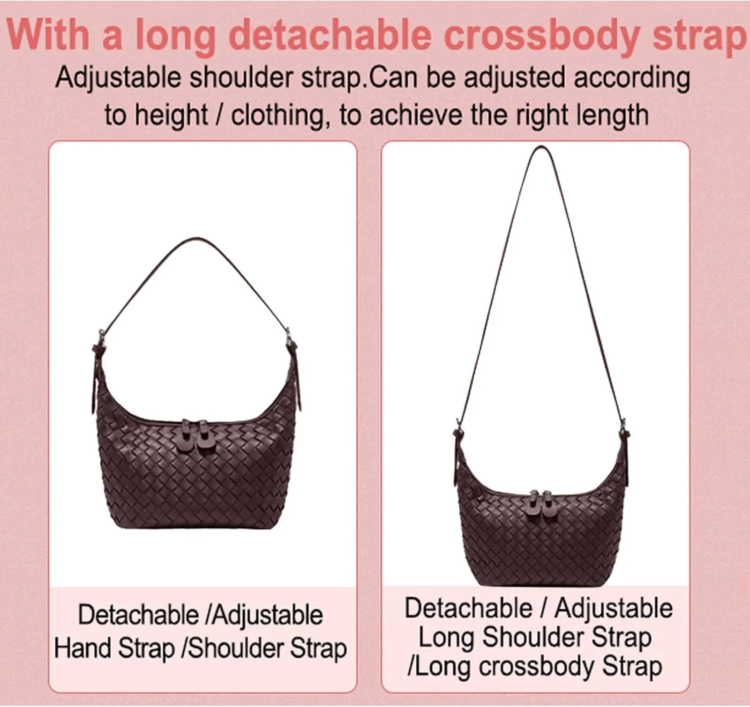 Handbag Shoulder Bags for Women Crossbody Tote Bags Woven Purse Clutch Women's Hobo Crescent Top-handle Adjustable