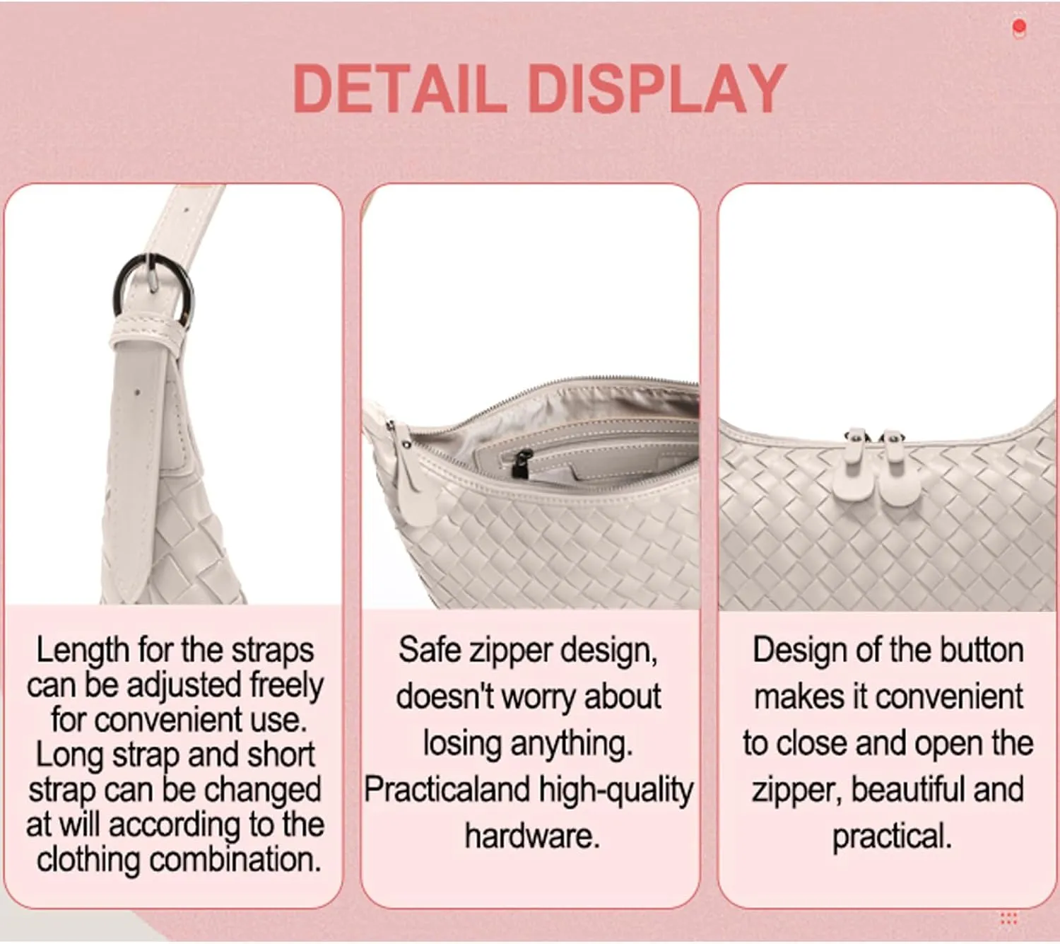 Handbag Shoulder Bags for Women Crossbody Tote Bags Woven Purse Clutch Women's Hobo Crescent Top-handle Adjustable