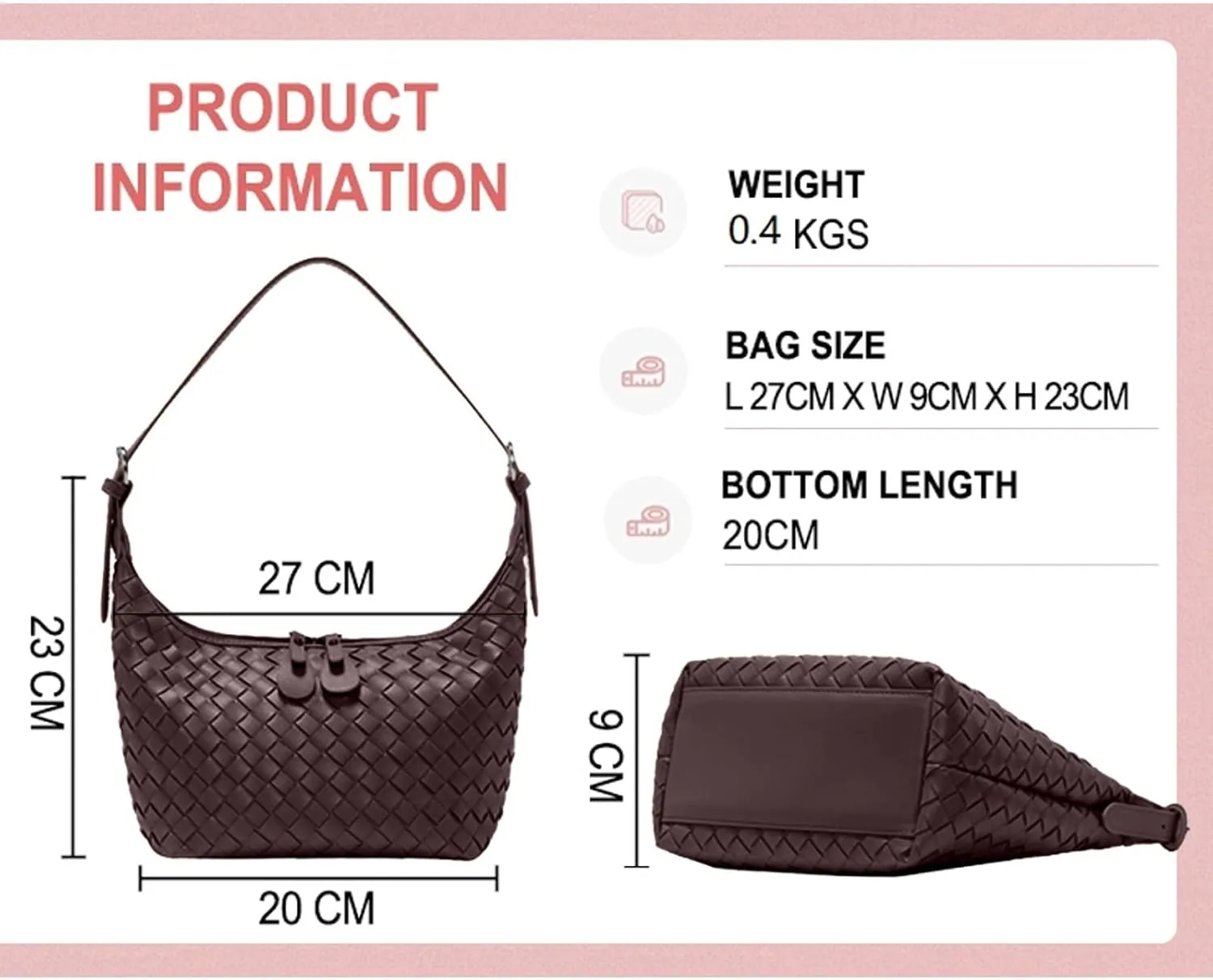 Handbag Shoulder Bags for Women Crossbody Tote Bags Woven Purse Clutch Women's Hobo Crescent Top-handle Adjustable