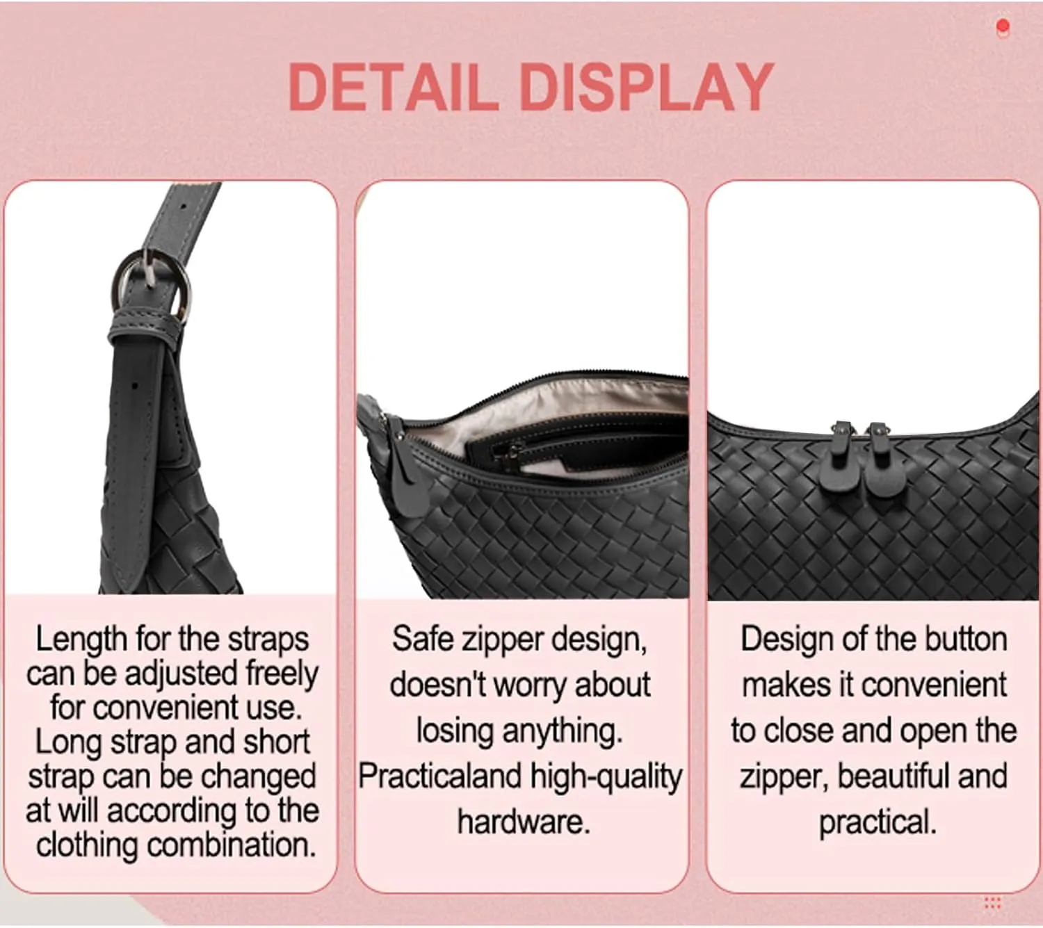 Handbag Shoulder Bags for Women Crossbody Tote Bags Woven Purse Clutch Women's Hobo Crescent Top-handle Adjustable