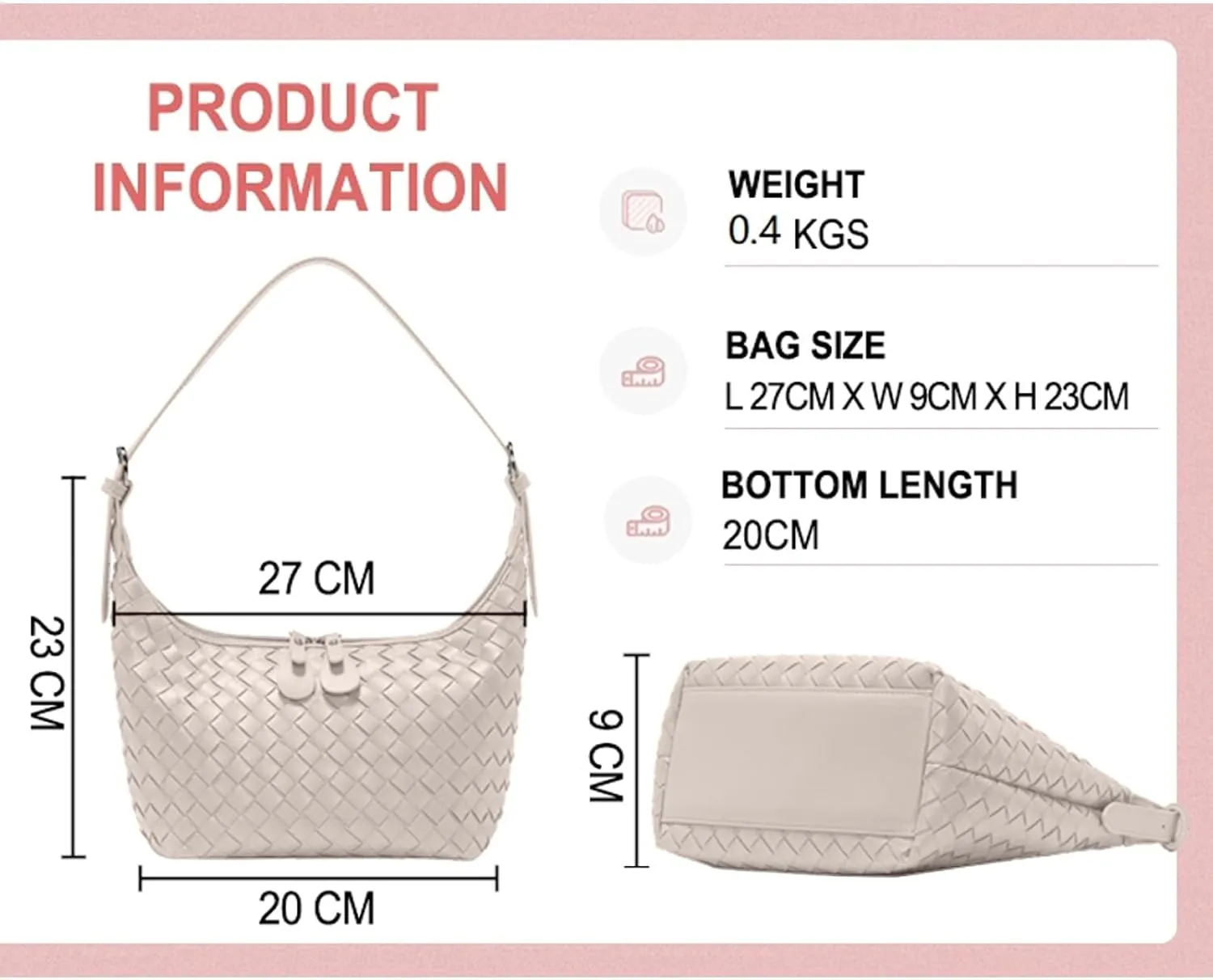 Handbag Shoulder Bags for Women Crossbody Tote Bags Woven Purse Clutch Women's Hobo Crescent Top-handle Adjustable
