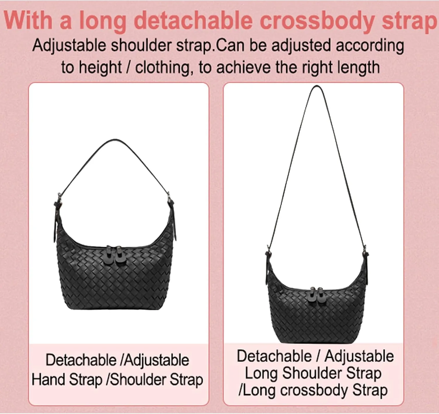 Handbag Shoulder Bags for Women Crossbody Tote Bags Woven Purse Clutch Women's Hobo Crescent Top-handle Adjustable