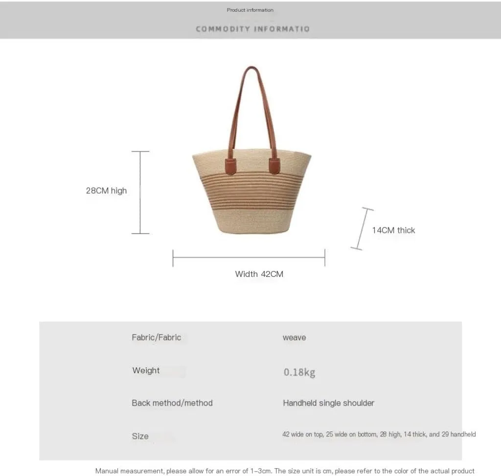 Handbag Simple Casual Handbags for Women 2024 Straw Bags Beach Niche Handbags Straw Bags Handbag(Brown)