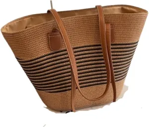 Handbag Simple Casual Handbags for Women 2024 Straw Bags Beach Niche Handbags Straw Bags Handbag(Brown)