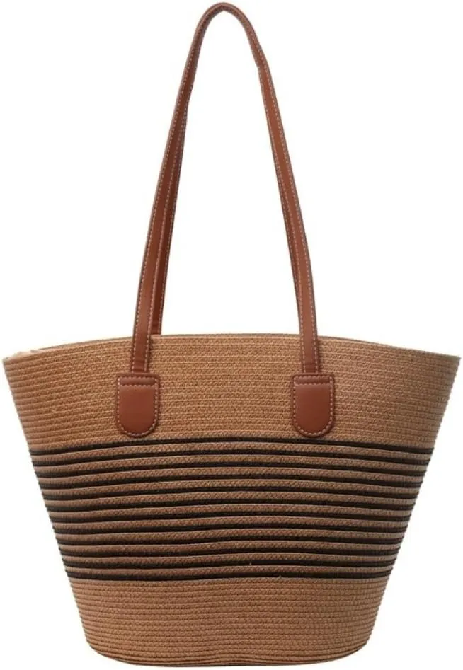 Handbag Simple Casual Handbags for Women 2024 Straw Bags Beach Niche Handbags Straw Bags Handbag(Brown)