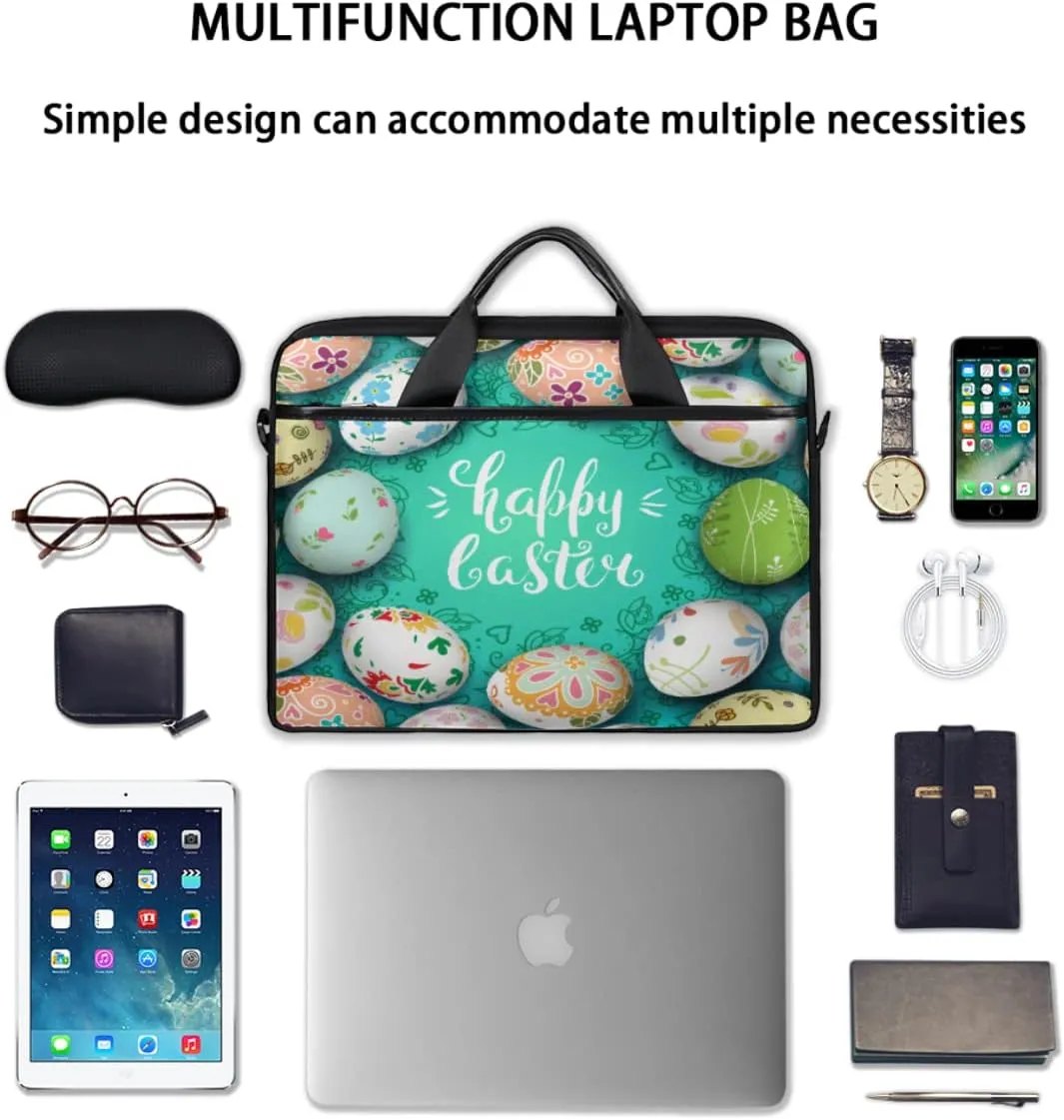 Happy Birthday Theme Pattern Laptop Shoulder Messenger Bag Waterproof Laptop Briefcase Handle Padded Strap