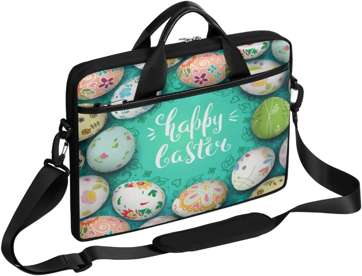 Happy Birthday Theme Pattern Laptop Shoulder Messenger Bag Waterproof Laptop Briefcase Handle Padded Strap